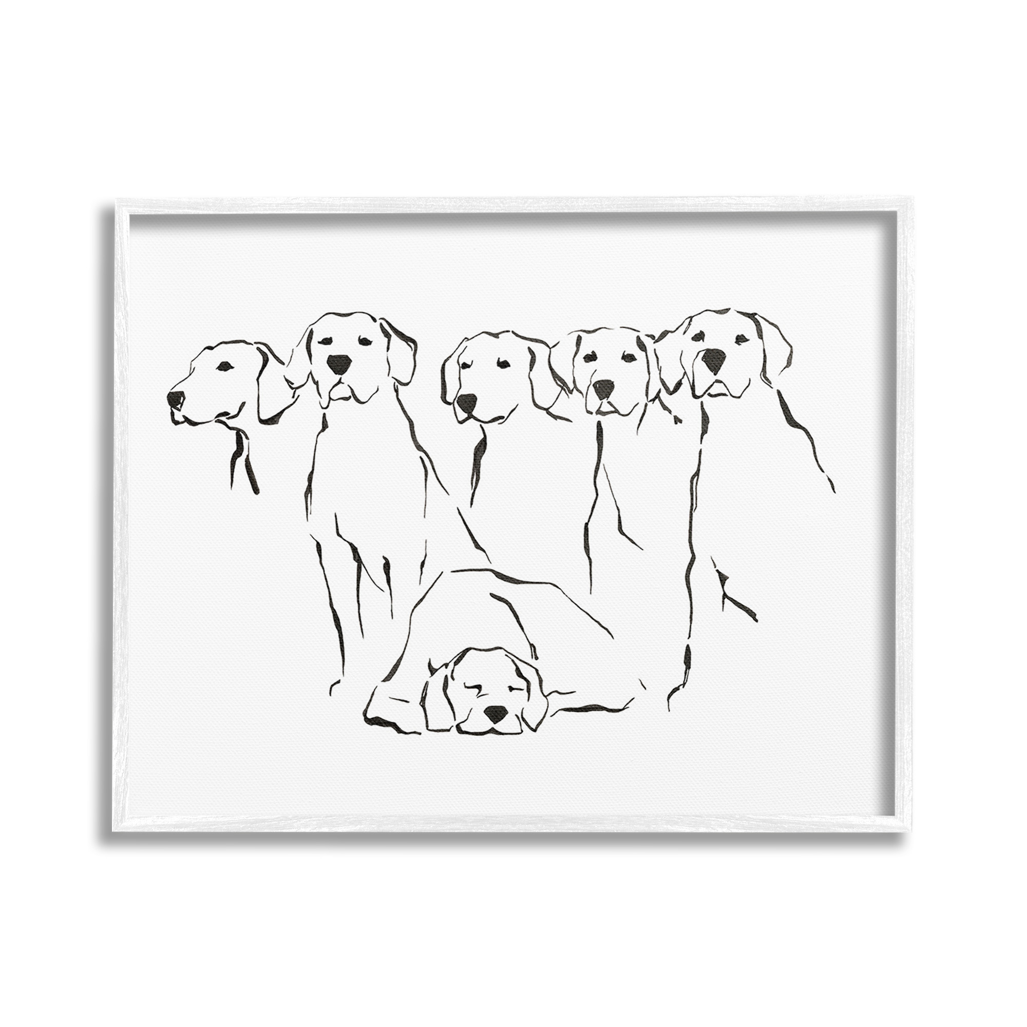Stupell Industries Minimal Dogs Doodle Animals & Insects Painting White Framed Art Print Wall Art, 20 x 16