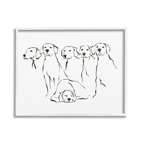 Stupell Industries Minimal Dogs Doodle Animals & Insects Painting White Framed Art Print Wall Art, 20 x 16