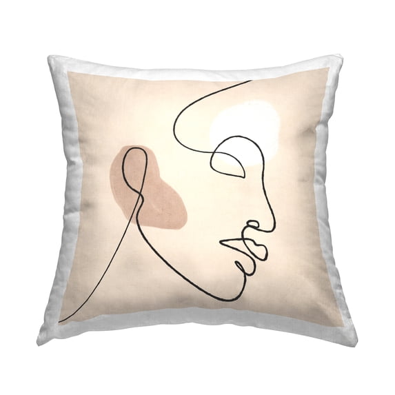 Stupell Industries Minimal Face Line Drawing Shapes Contemporary Beige,18 x 7 x 18 Decorative Pillows