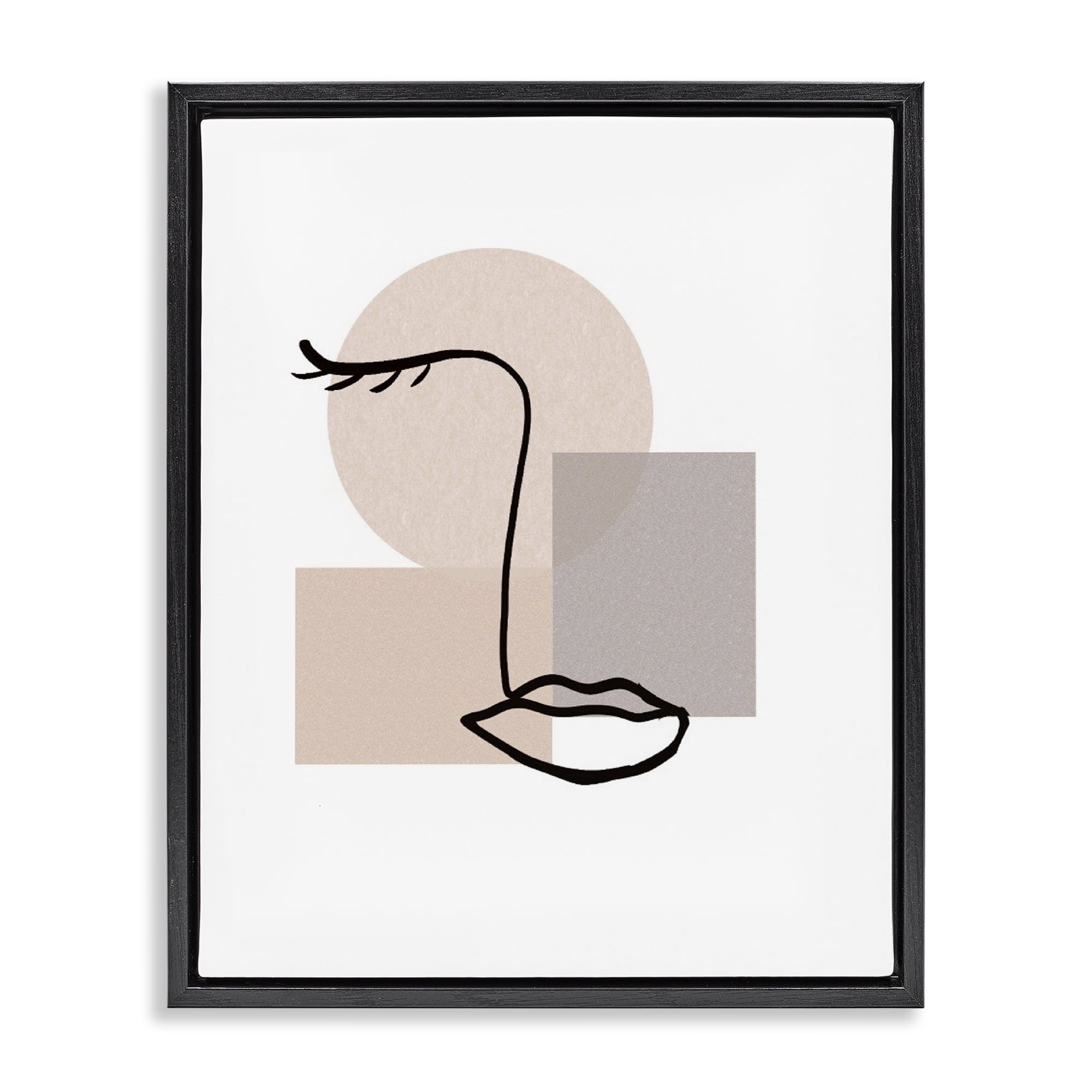 Stupell Industries Minimal Face Portrait Abstract Painting Black Floater Framed Art Print Wall Art, 25 x 31