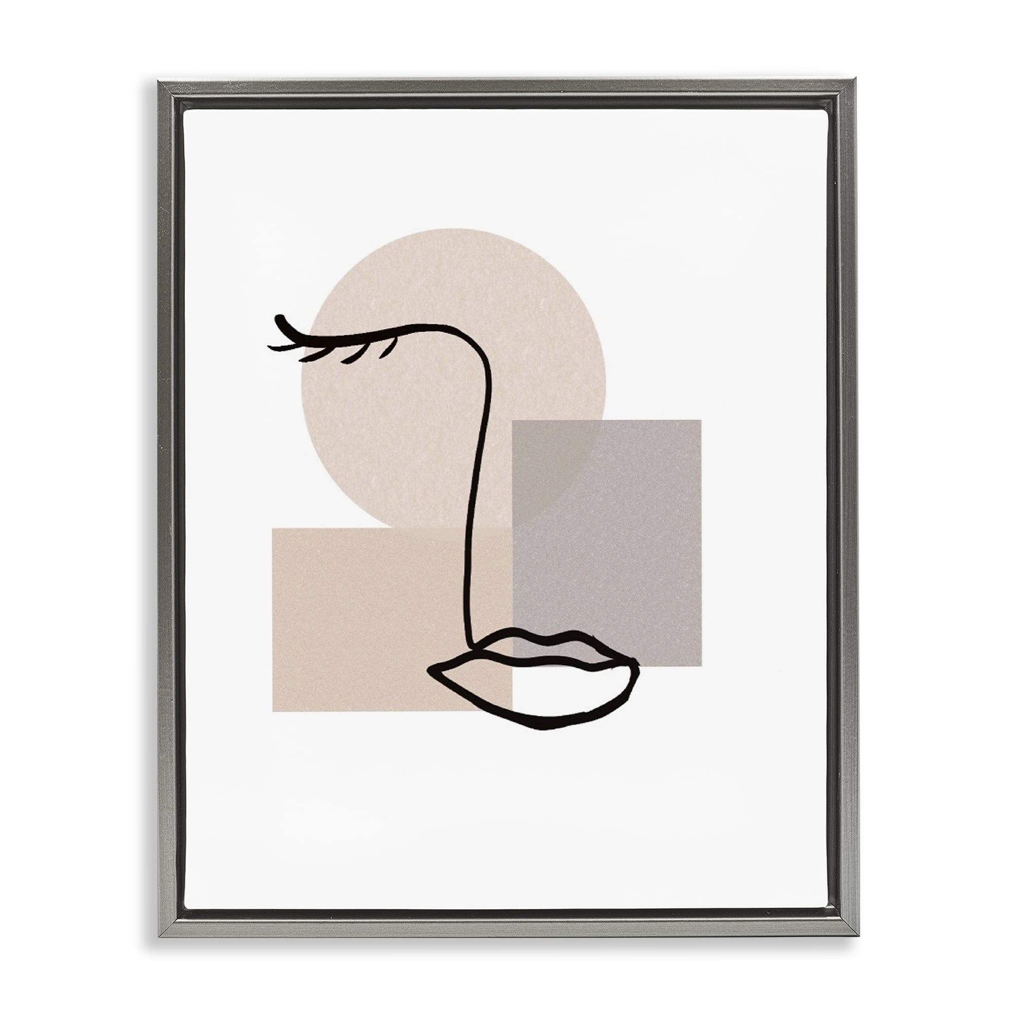 Stupell Industries Minimal Face Portrait Abstract Painting Gray Floater Framed Art Print Wall Art, 17 x 21