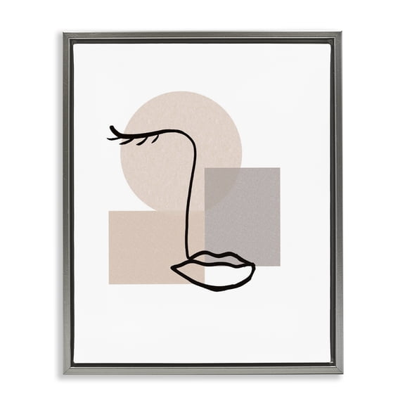 Stupell Industries Minimal Face Portrait Abstract Painting Gray Floater Framed Art Print Wall Art, 25 x 31