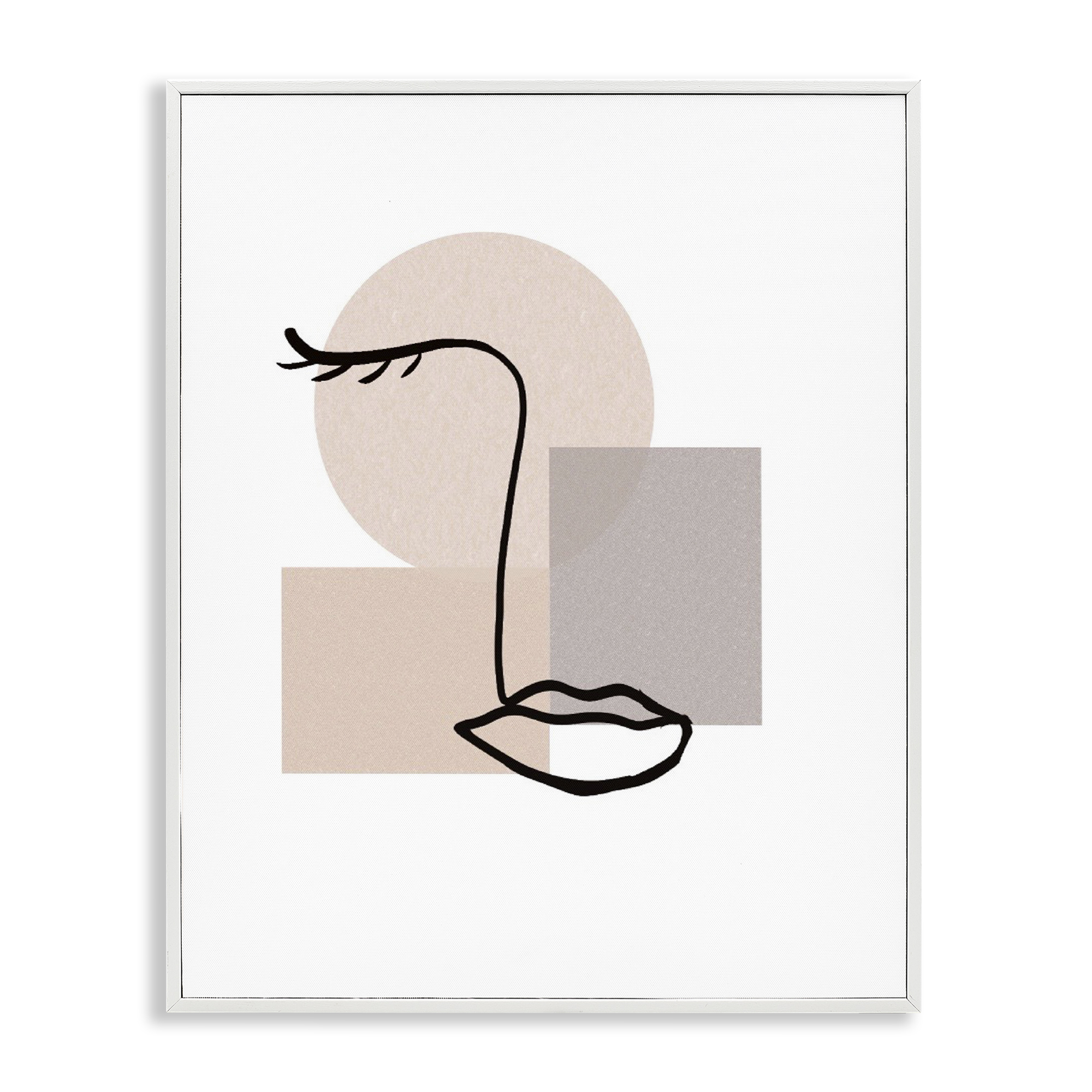 Stupell Industries Minimal Face Portrait Abstract Painting White Framed Art Print Wall Art, 24 x 30