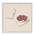 thumbnail image 1 of Stupell Industries Eclectic Minimal Face Profile Holding Blossom Palm Outline White Framed Giclee Art, 17 x 17, by JJ Design House LLC, 1 of 7