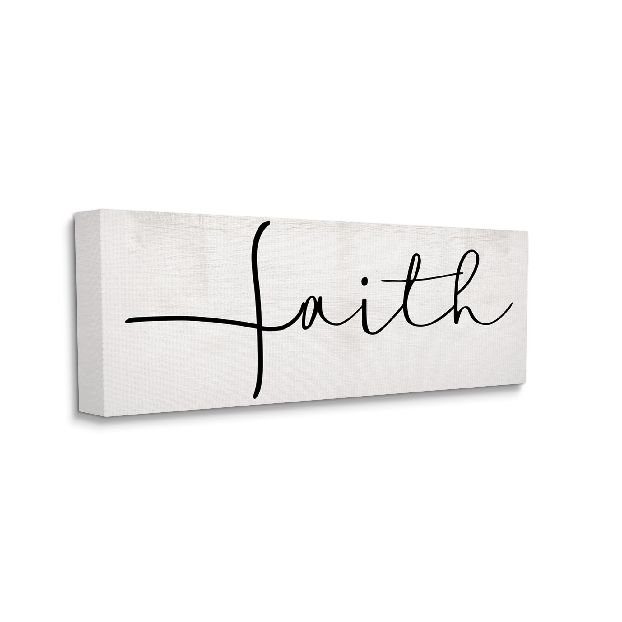 Stupell Industries Minimal Faith Text Elegant Cursive Typography Typography Painting Gallery Wrapped Canvas Art Print Wall Art, 13 x 30
