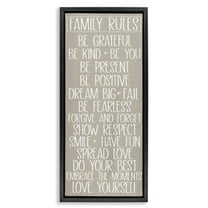 Stupell Industries Minimal Family Rules Typography Painting Black Floater Framed Art Print Wall Art, 11 x 25