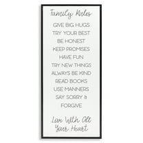 Stupell Industries Minimal Family Rules Typography Painting Black Framed Art Print Wall Art, 10 x 24