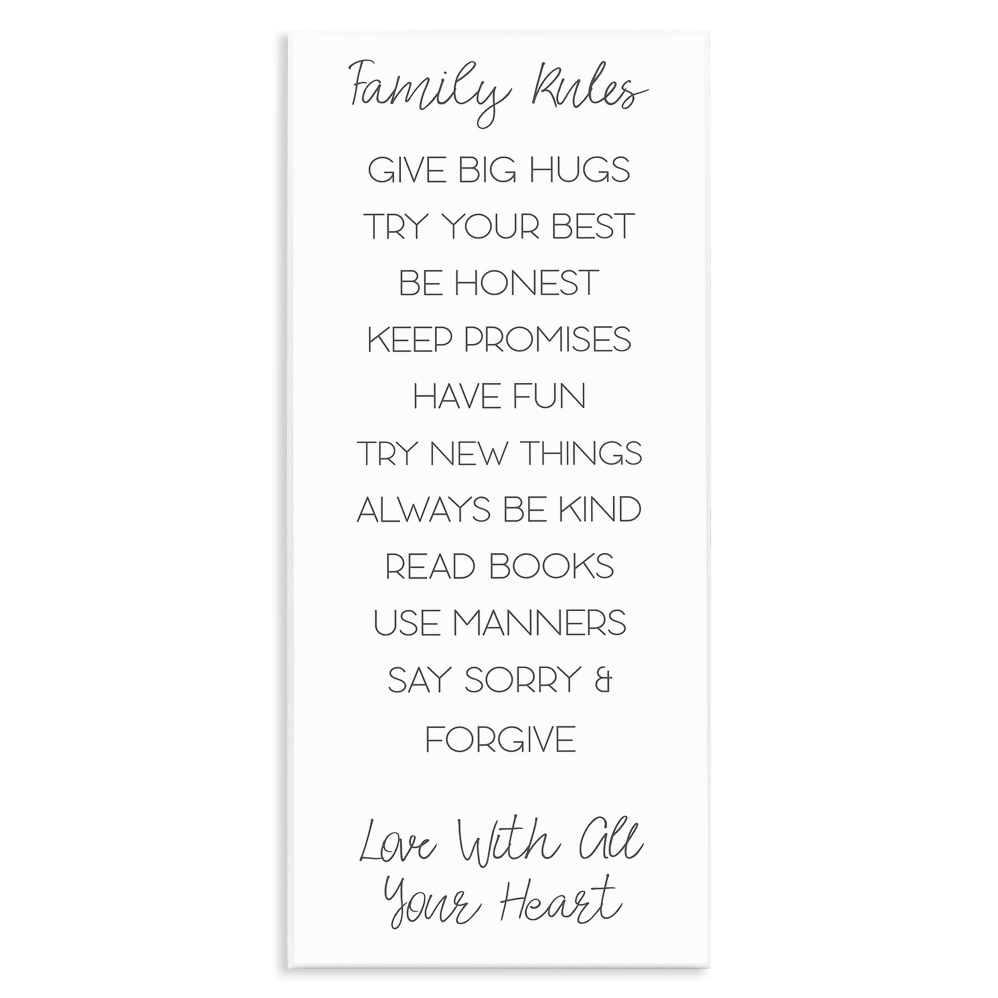 Stupell Industries Minimal Family Rules Typography Painting Unframed Art Print Wall Art, 7 x 17