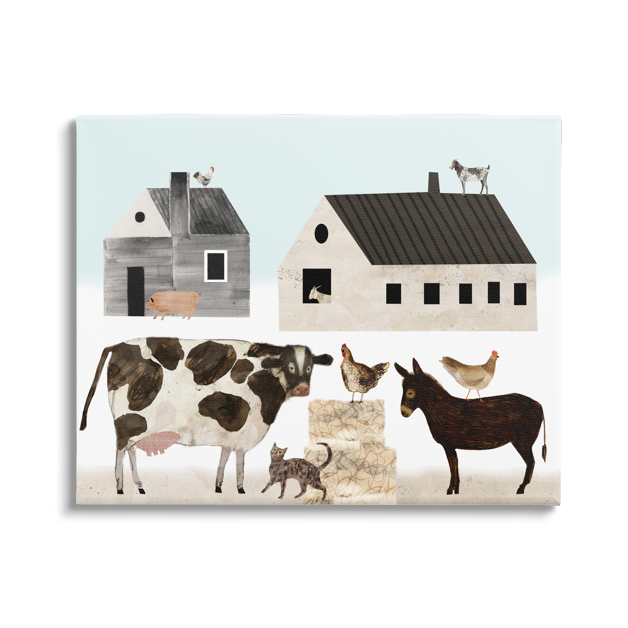 Stupell Industries Minimal Farm Animals Barn and Home Painting Gallery Wrapped Canvas Print Wall Art, 48x36, By Victoria Borges