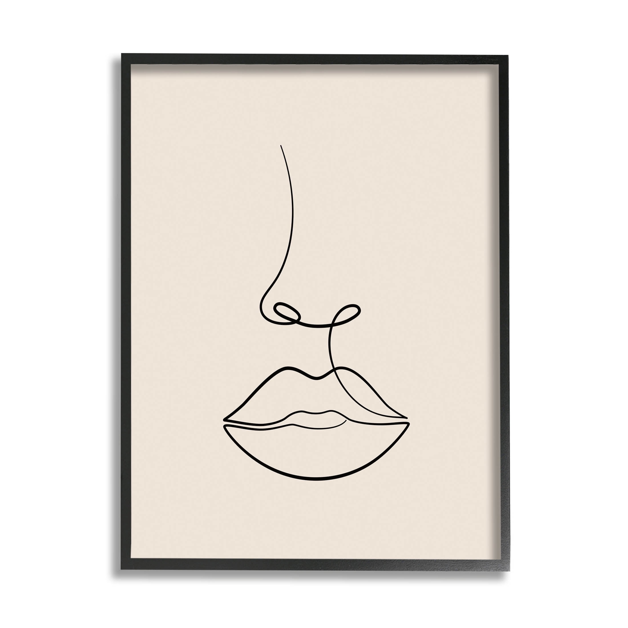 Stupell Industries Minimal Female Face Line Doodle Graphic Art Black Framed Art Print Wall Art, Design by JJ Design House LLC