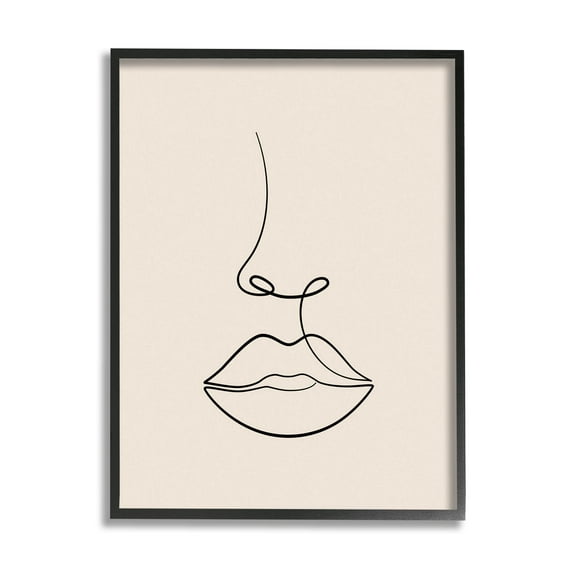 Stupell Industries Minimal Female Face Line Doodle Graphic Art Black Framed Art Print Wall Art, Design by JJ Design House LLC