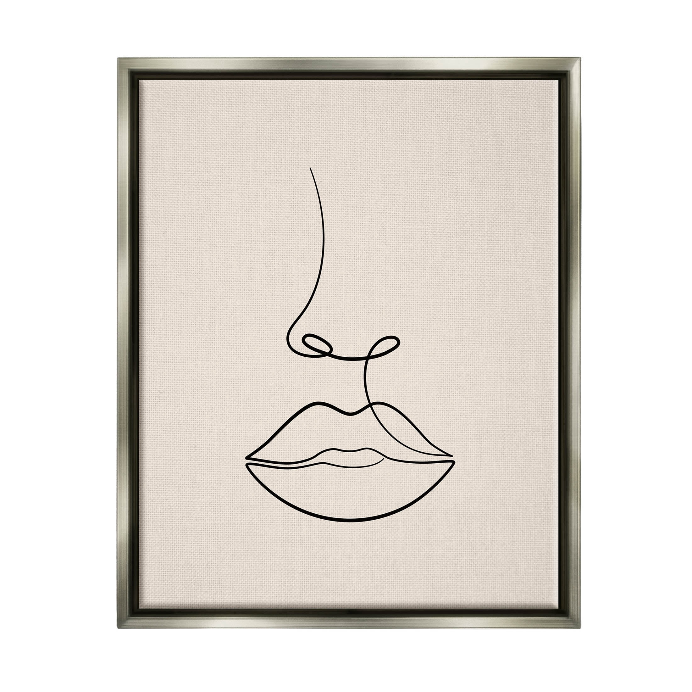 Stupell Industries Minimal Female Face Line Doodle Graphic Art Luster Gray Floating Framed Canvas Print Wall Art, Design by JJ Design House LLC