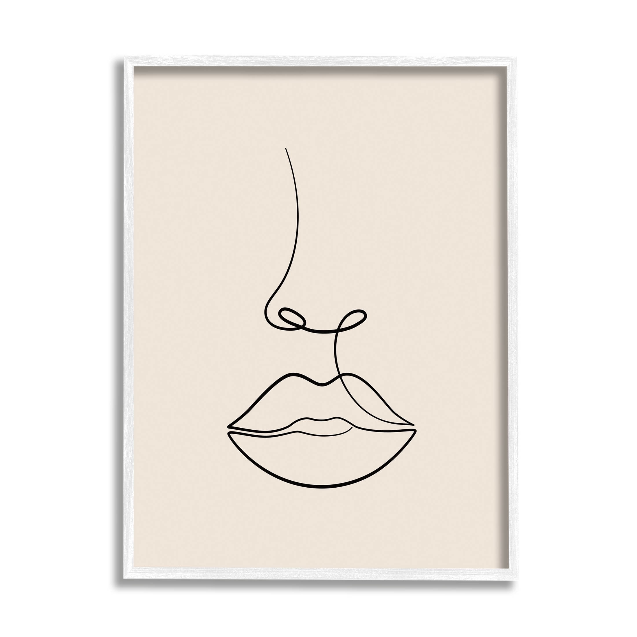 Stupell Industries Minimal Female Face Line Doodle Graphic Art White Framed Art Print Wall Art, Design by JJ Design House LLC