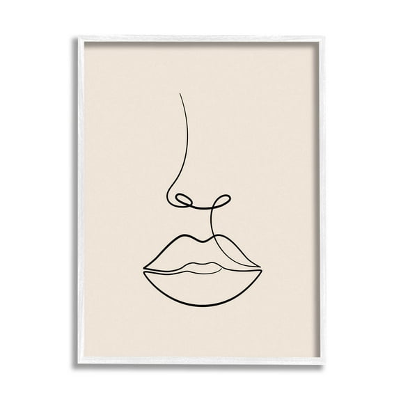 Stupell Industries Minimal Female Face Line Doodle Graphic Art White Framed Art Print Wall Art, Design by JJ Design House LLC