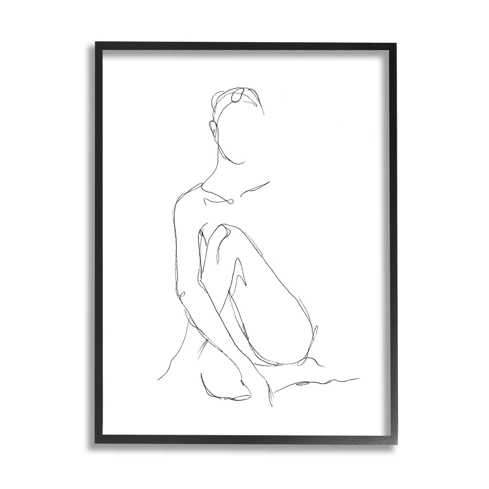 Stupell Industries Minimal Female Figure Drawing Contour Linework Black Framed, 11 x 14, Design by Ethan Harper