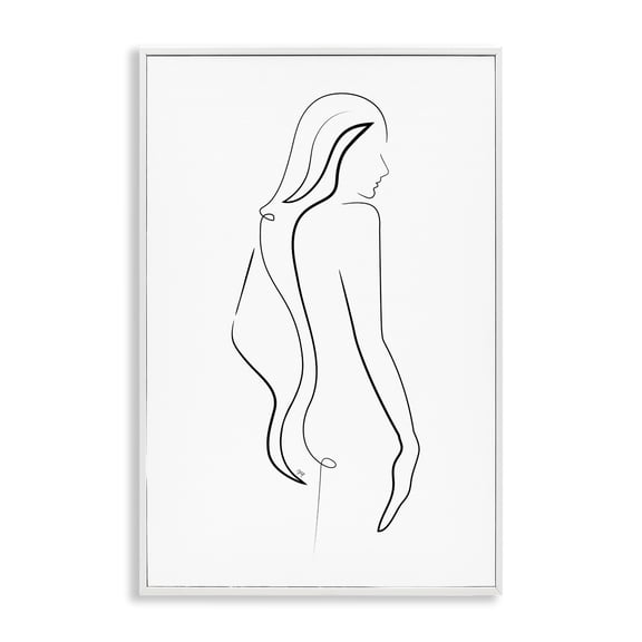 Stupell Industries Minimal Female Figure Lines White Framed Giclee Art design by Martina Pavlova, 18 x 12