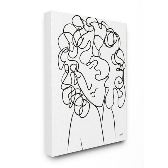 Stupell Industries Minimal Female Linework Portrait Curly Hair Detail Design by Patti Mann, 36" x 48"