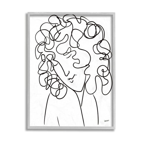 Stupell Industries Minimal Female Linework Portrait Curly Hair Detail Design by Patti Mann