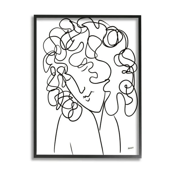 Stupell Industries Minimal Female Linework Portrait Curly Hair Detail Design by Patti Mann