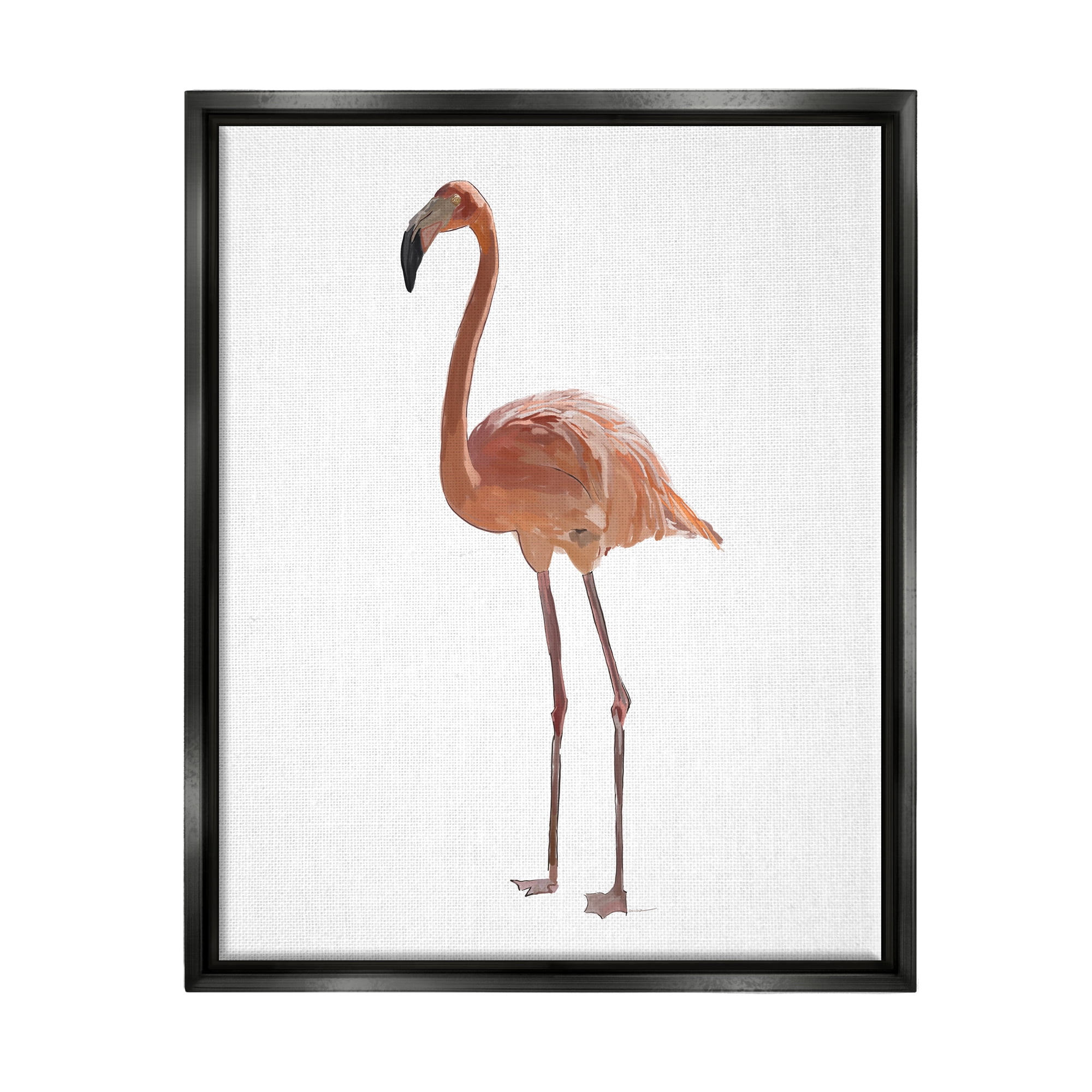 Stupell Industries Minimal Flamingo Bird Animals & Insects Painting Black Floater Framed Art Print Wall Art