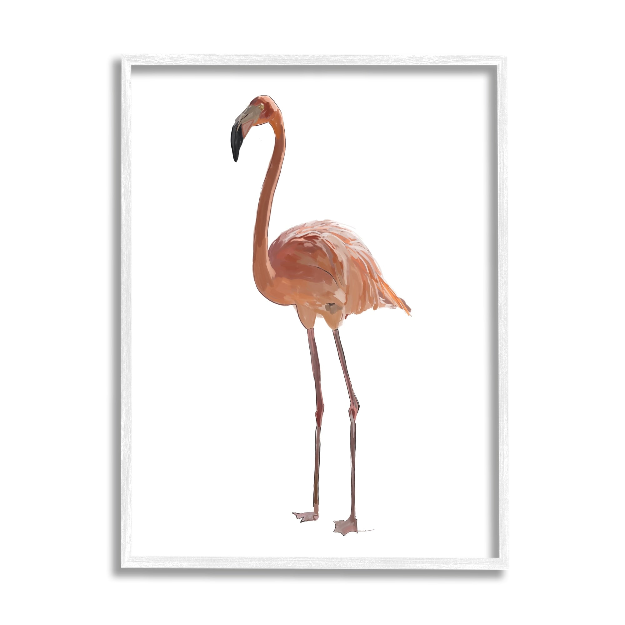 Stupell Industries Minimal Flamingo Bird Animals & Insects Painting White Framed Art Print Wall Art