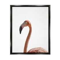 Stupell Industries Minimal Flamingo Portrait Animals & Insects Painting Black Floater Framed Art Print Wall Art, 17 x 21
