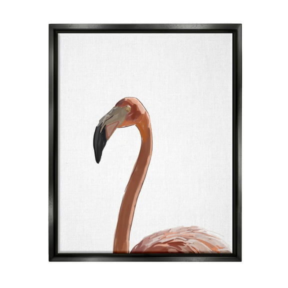 Stupell Industries Minimal Flamingo Portrait Animals & Insects Painting Black Floater Framed Art Print Wall Art, 17 x 21