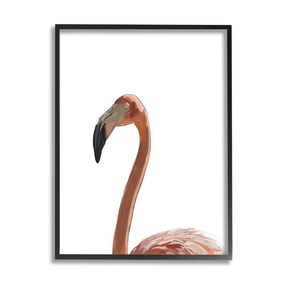 Stupell Industries Minimal Flamingo Portrait Animals & Insects Painting Black Framed Art Print Wall Art, 11 x 14