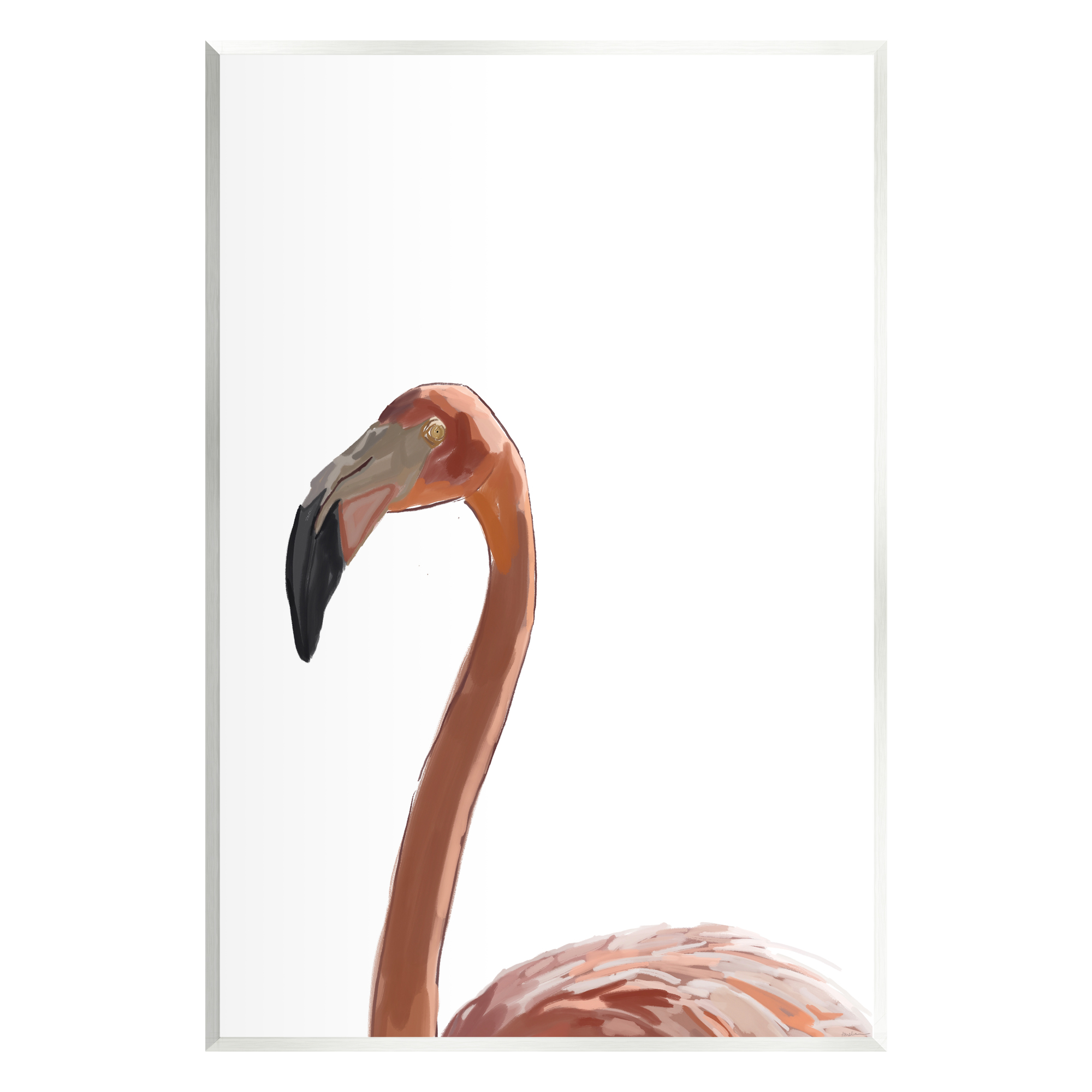 Stupell Industries Minimal Flamingo Portrait Animals & Insects Painting Unframed Art Print Wall Art, 13 x 19