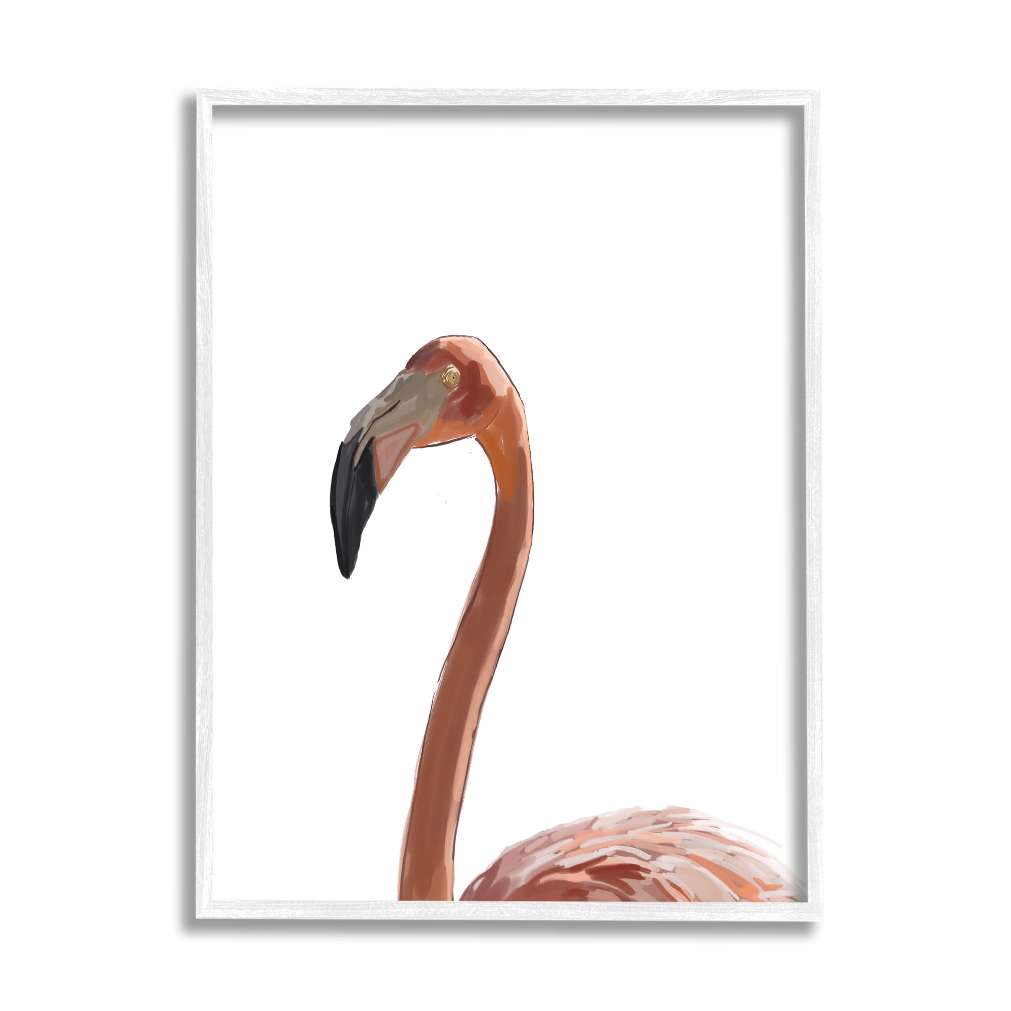 Stupell Industries Minimal Flamingo Portrait Animals & Insects Painting White Framed Art Print Wall Art, 11 x 14