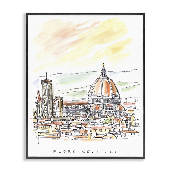 Stupell Industries Minimal Florence Skyline Black Framed Giclee Art, design by Angela Steahling