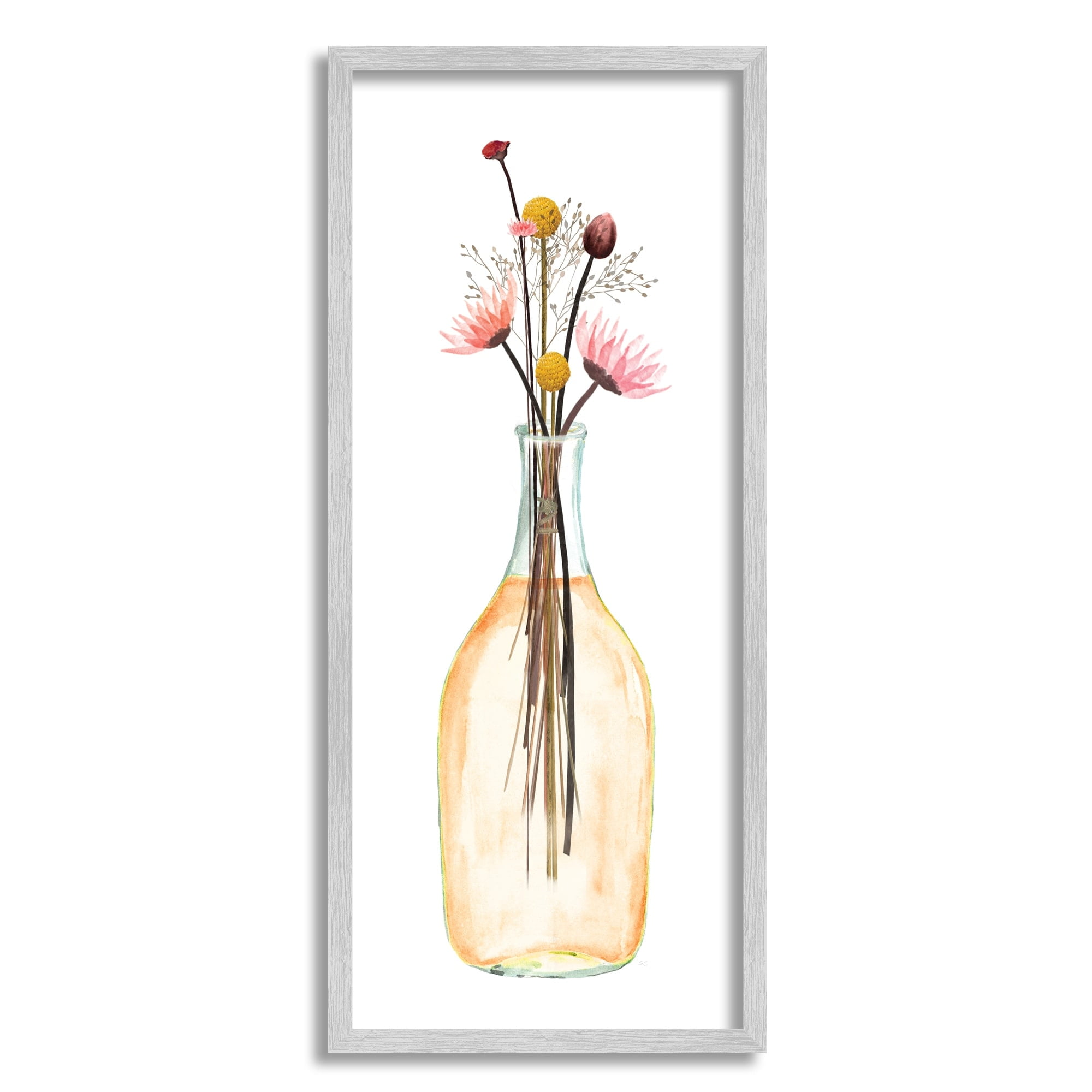 Stupell Industries Minimal Flower Bouquet Arrangement Glass Jar Illustration , 10 x 24, Design by Susan Jill