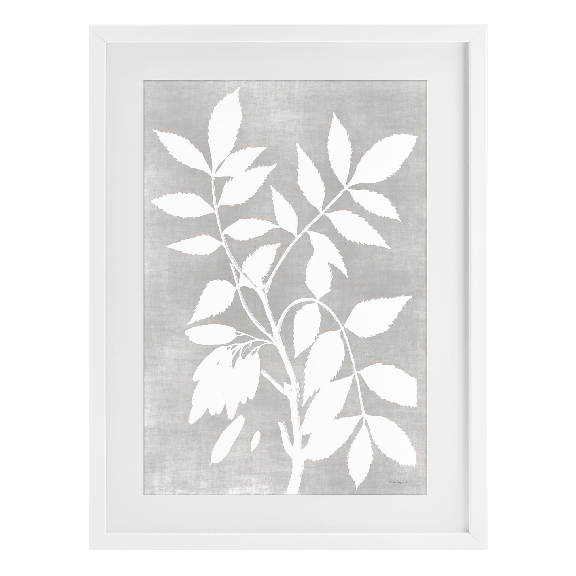 Stupell Industries Minimal Foliage Impression White Framed Print Under Glass, design by Stellar Design Studio