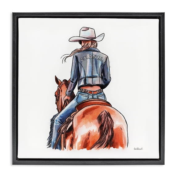 Stupell Industries Southwestern Minimal Glam Cowgirl Black Floating Frame Canvas Art, 18 x 18, by Amanda Greenwood