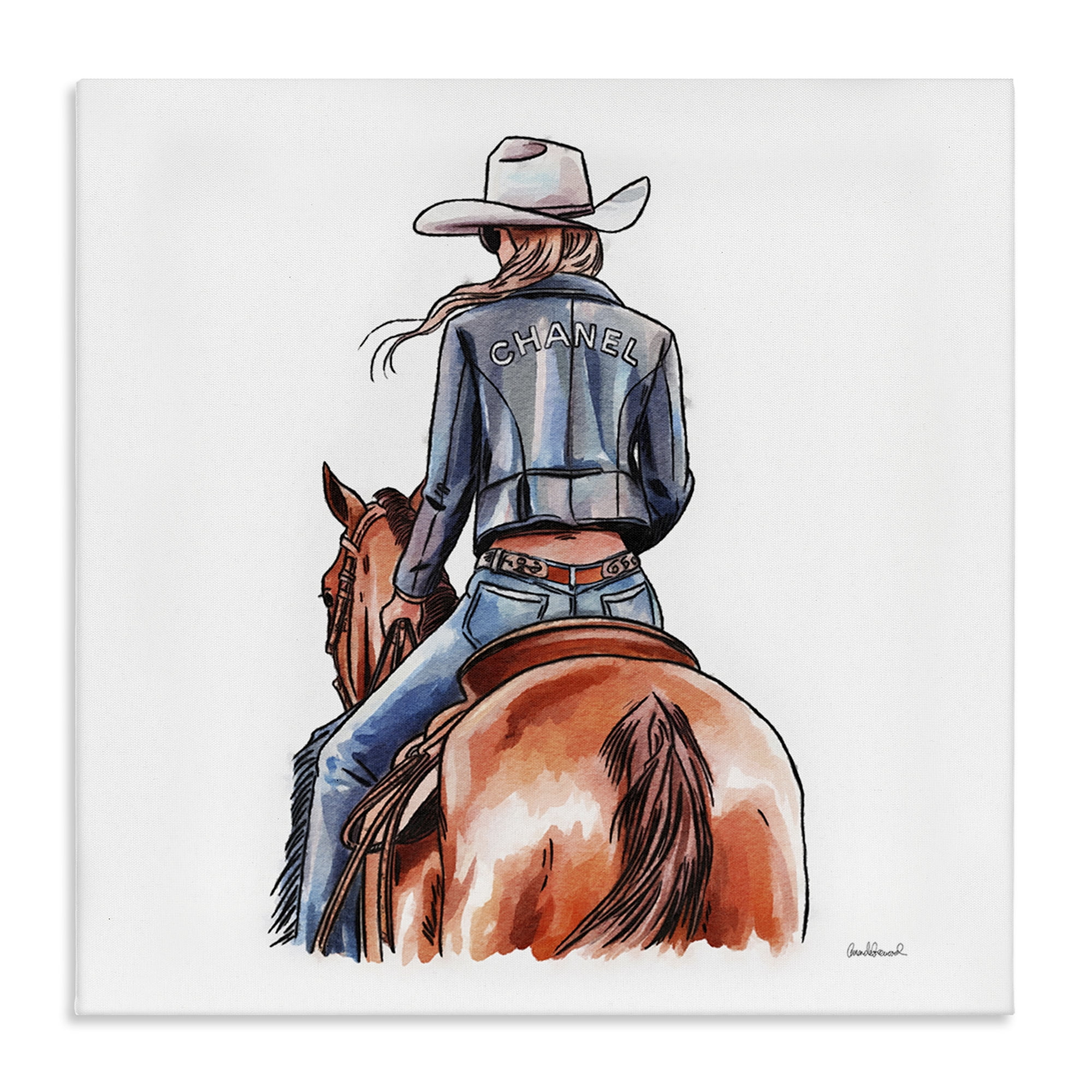 Stupell Industries Minimal Glam Cowgirl People Painting Wrapped Canvas Art Print Wall Art, 30 x 30