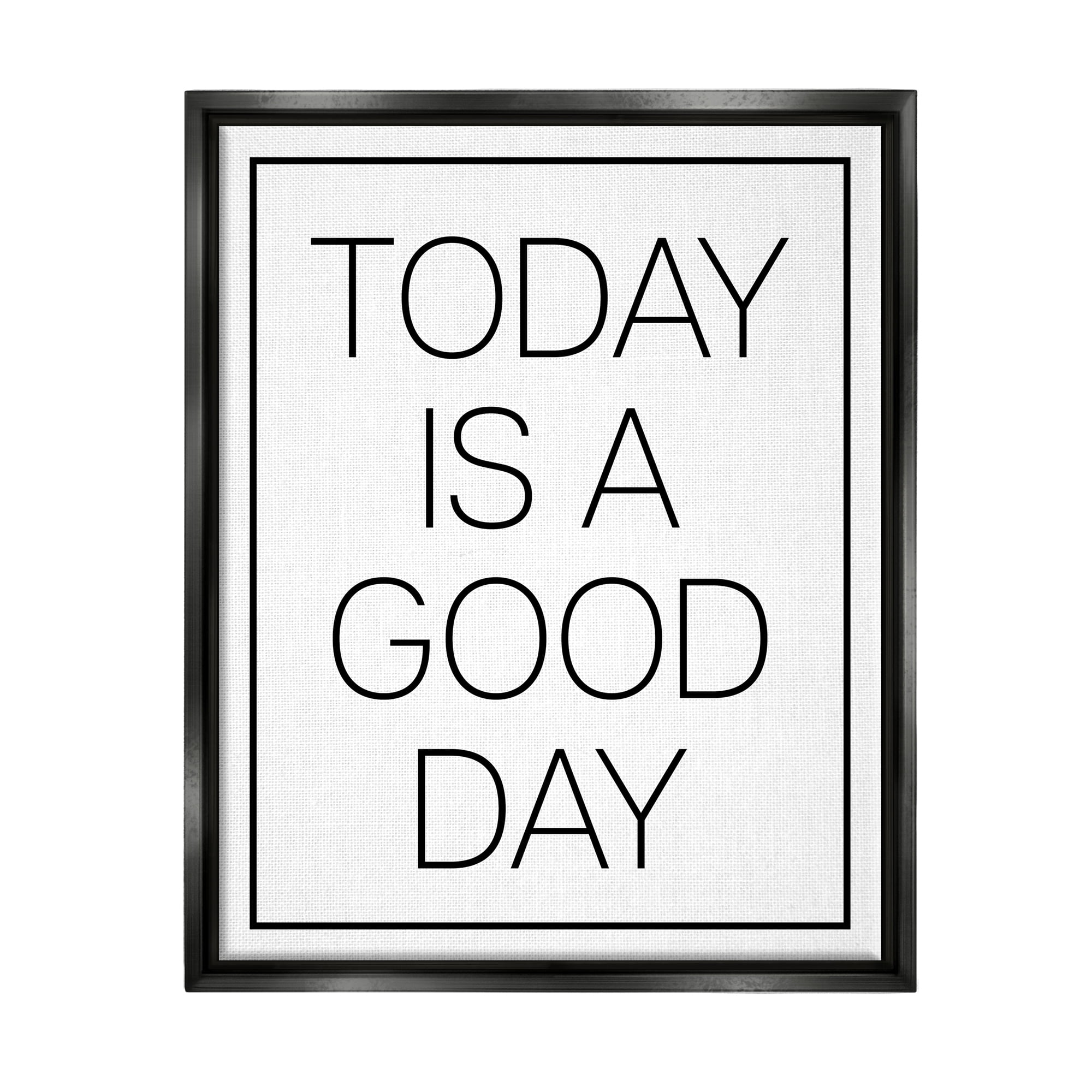 Stupell Industries Minimal Good Day Phrase Inspirational Painting Black Floater Framed Art Print Wall Art, 25 x 31