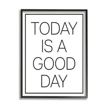 Stupell Industries Minimal Good Day Phrase Inspirational Painting Black Framed Art Print Wall Art, 11 x 14