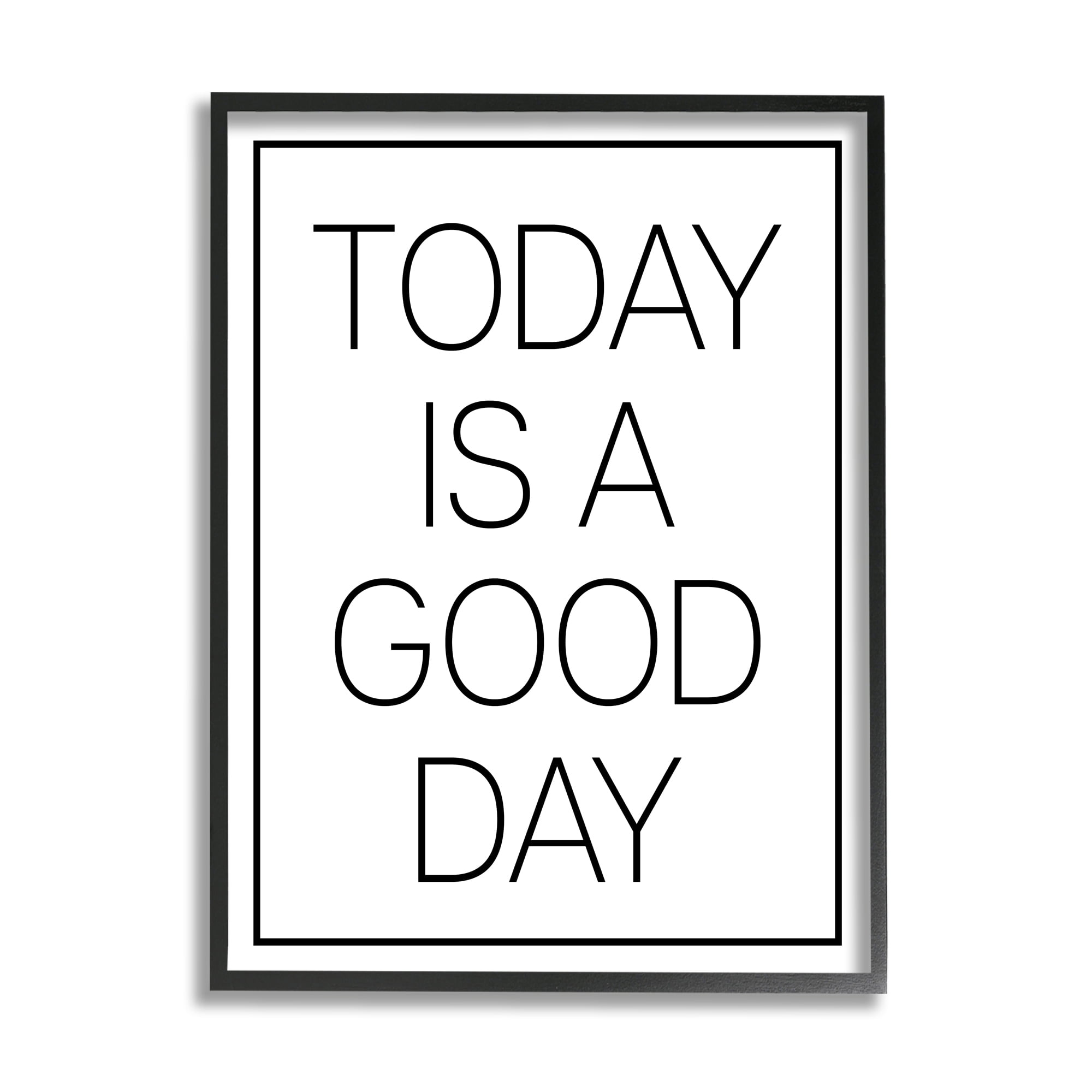 Stupell Industries Minimal Good Day Phrase Inspirational Painting Black Framed Art Print Wall Art, 16 x 20