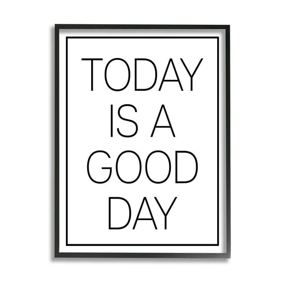 Stupell Industries Minimal Good Day Phrase Inspirational Painting Black Framed Art Print Wall Art, 24 x 30