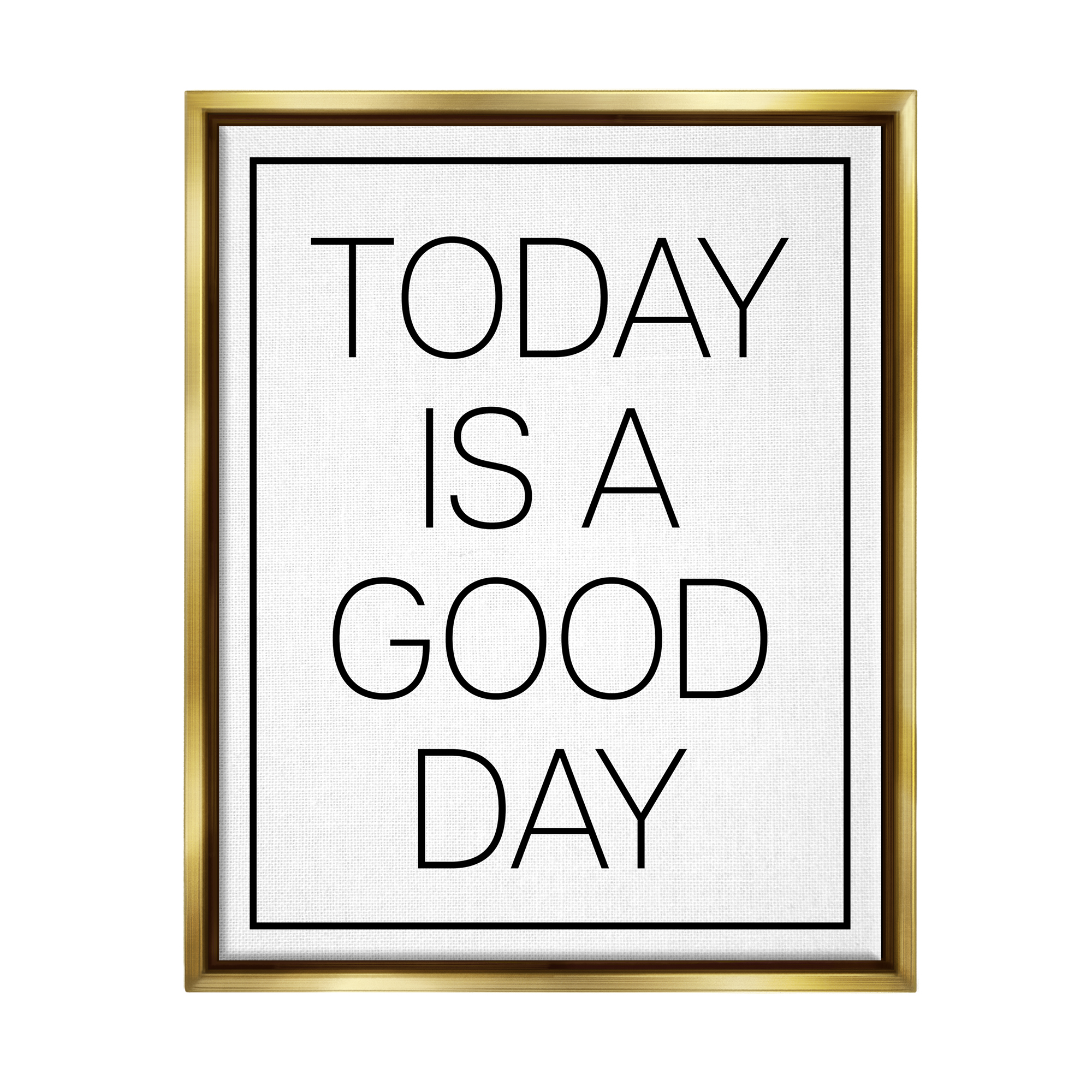 Stupell Industries Minimal Good Day Phrase Inspirational Painting Gold Floater Framed Art Print Wall Art, 17 x 21