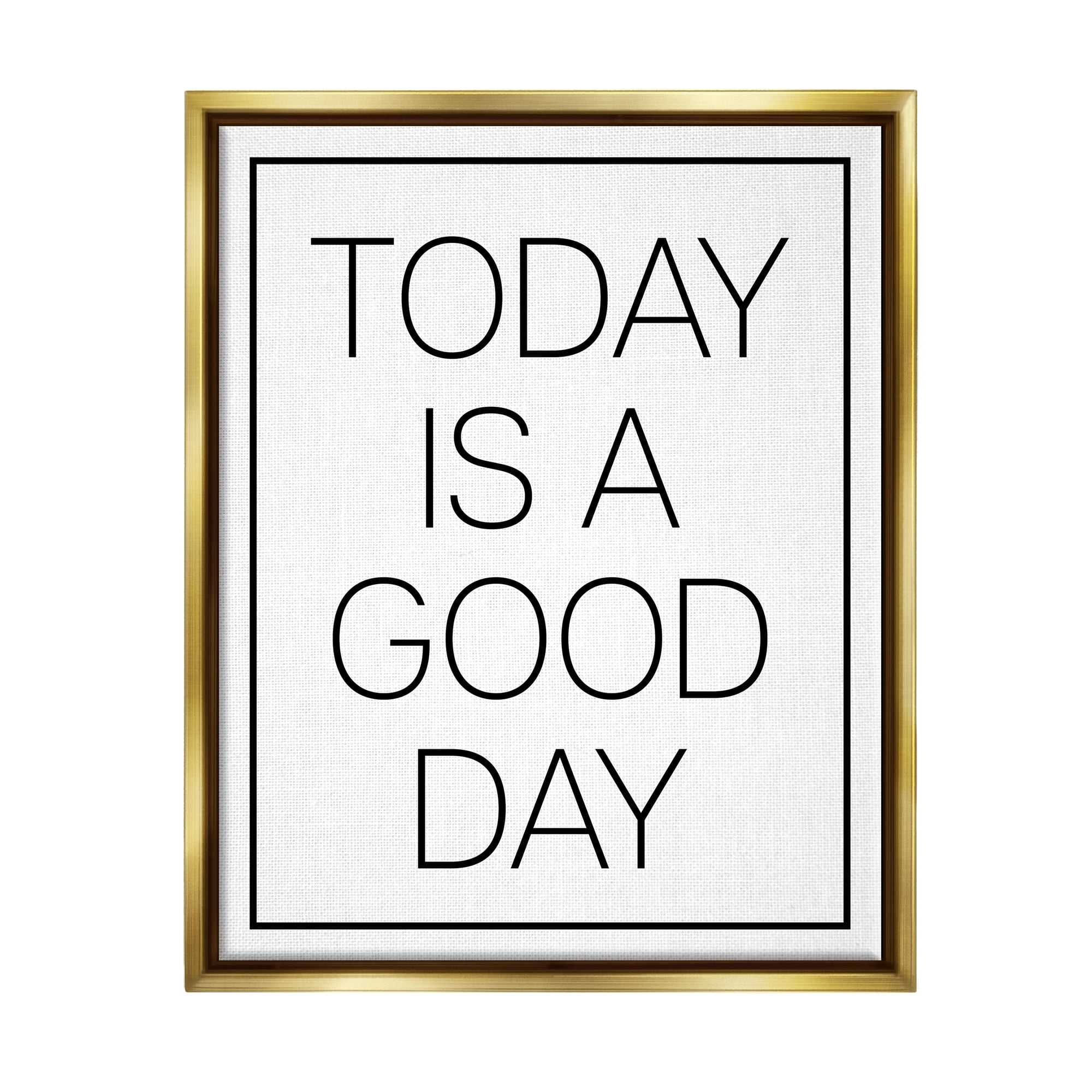 Stupell Industries Minimal Good Day Phrase Inspirational Painting Gold Floater Framed Art Print Wall Art, 25 x 31