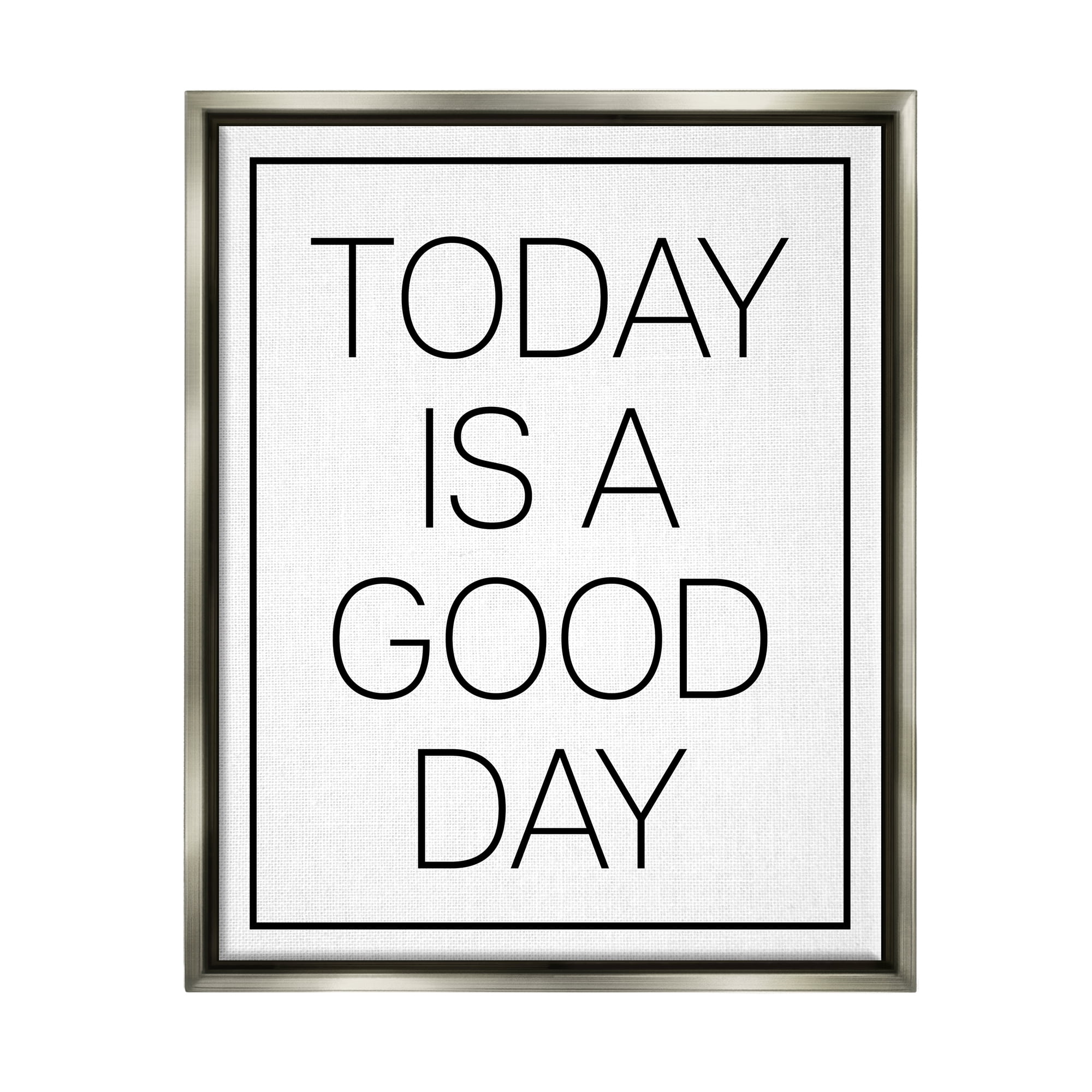 Stupell Industries Minimal Good Day Phrase Inspirational Painting Gray Floater Framed Art Print Wall Art, 17 x 21