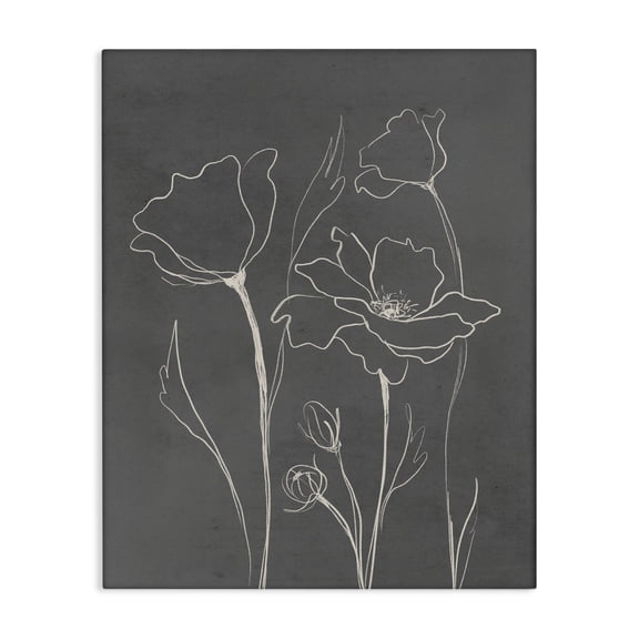 Stupell Industries Minimal Gray Poppies Canvas Wall Art design by Elizabeth Medley, 30 x 24
