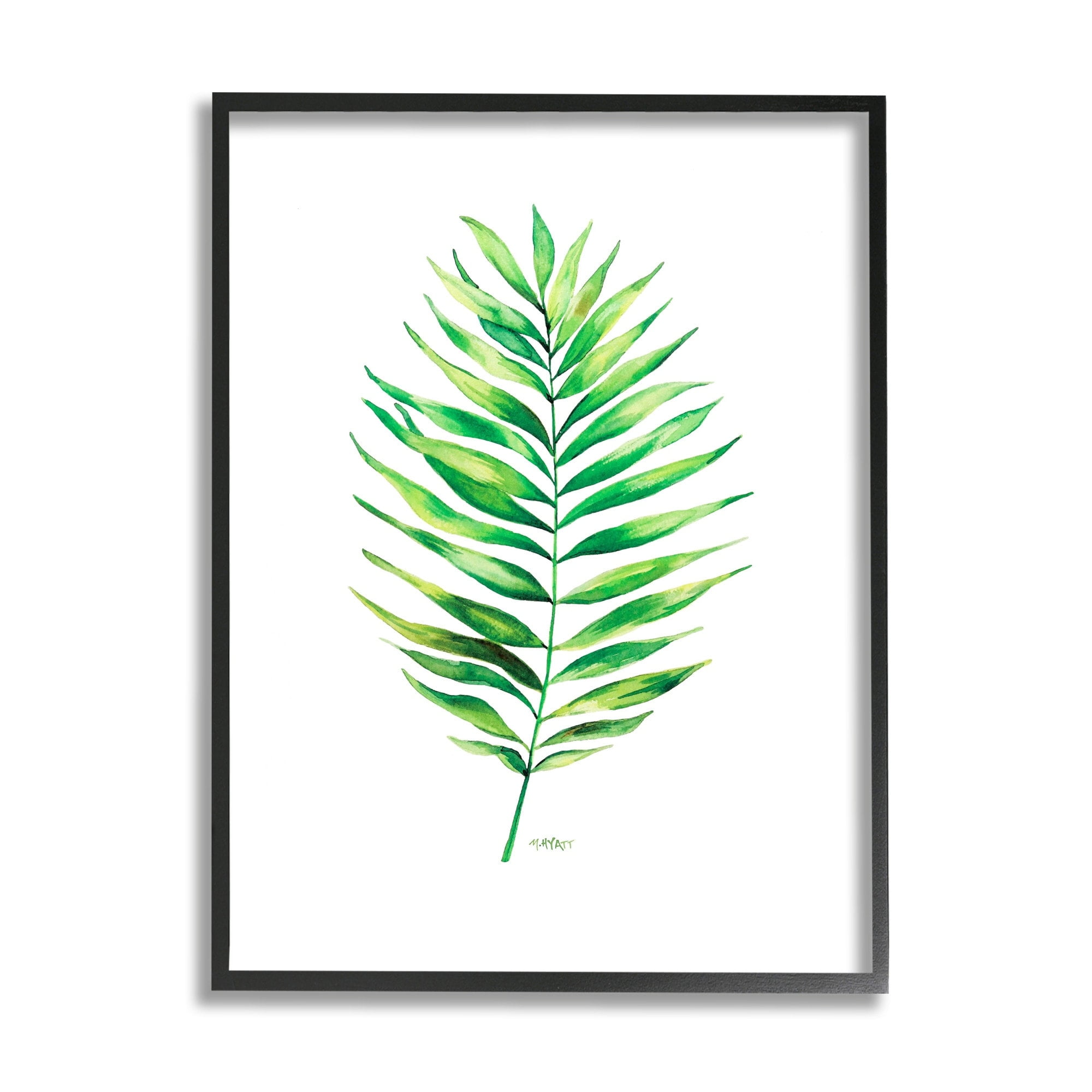 Stupell Industries Minimal Green Palm Tropical Plant over White Black Framed, 16 x 20, Design by Melissa Hyatt LLC
