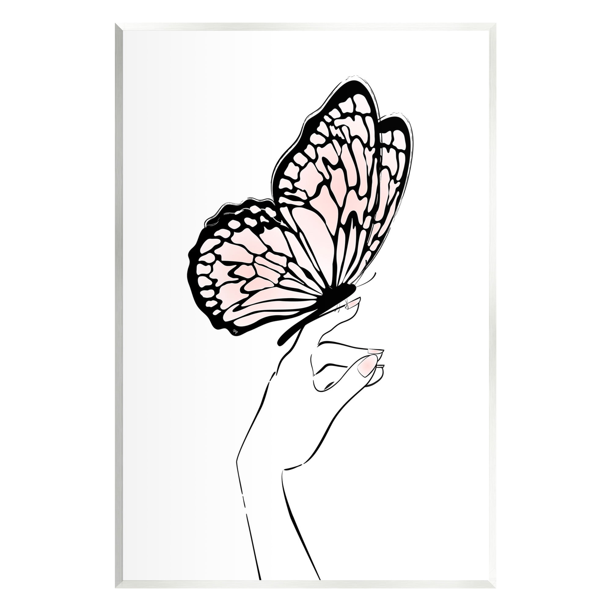Stupell Industries Minimal Hand & Butterfly Animals & Insects Painting Unframed Art Print Wall Art, 10 x 15