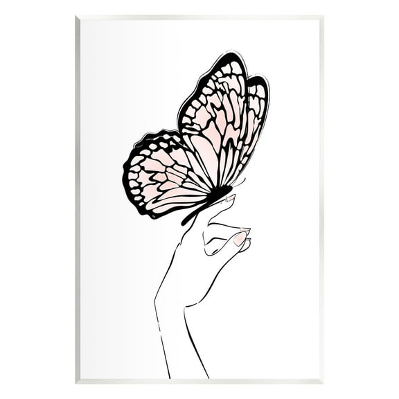 Stupell Industries Minimal Hand & Butterfly Animals & Insects Painting Unframed Art Print Wall Art, 10 x 15