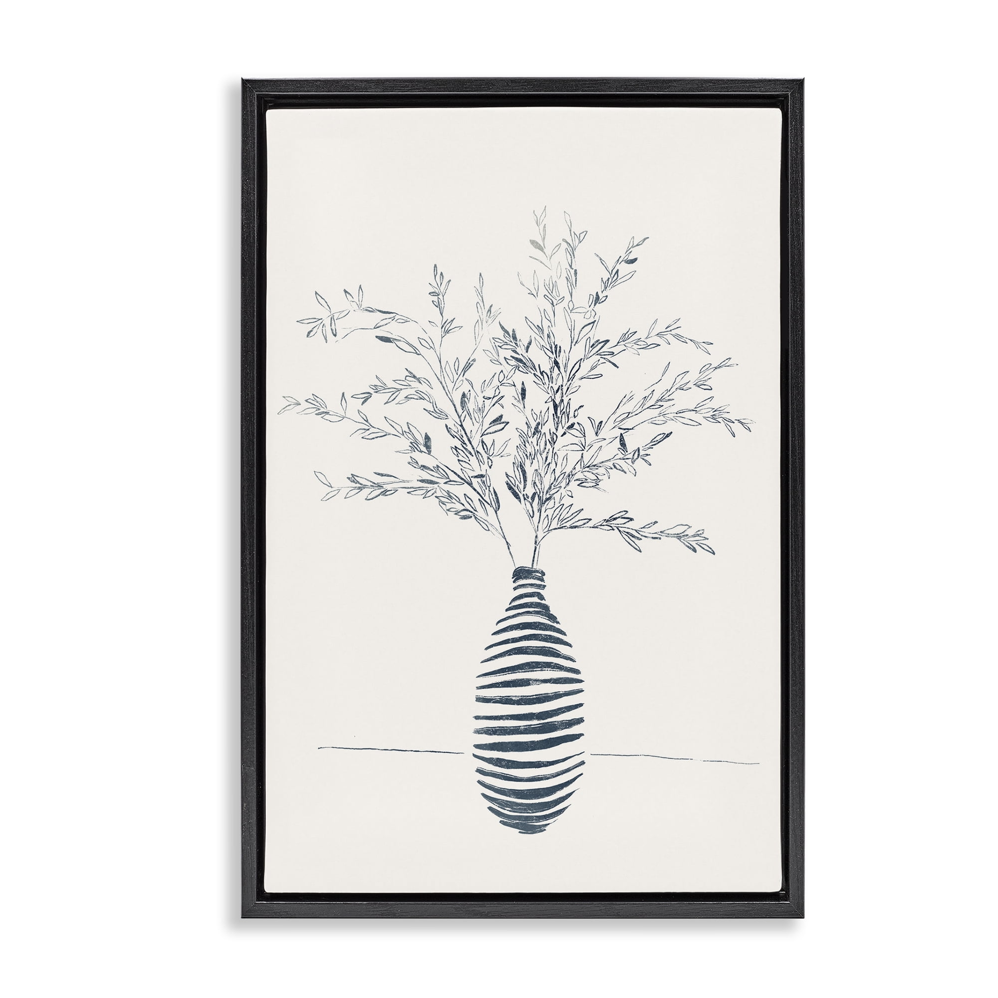 Stupell Industries Minimal Herb Vase Botanical & Floral Painting Black Floater Framed Art Print Wall Art, 17 x 25