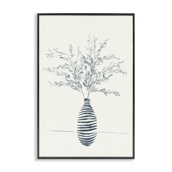 Stupell Industries Minimal Herb Vase Botanical & Floral Painting Black Framed Art Print Wall Art, 12 x 18