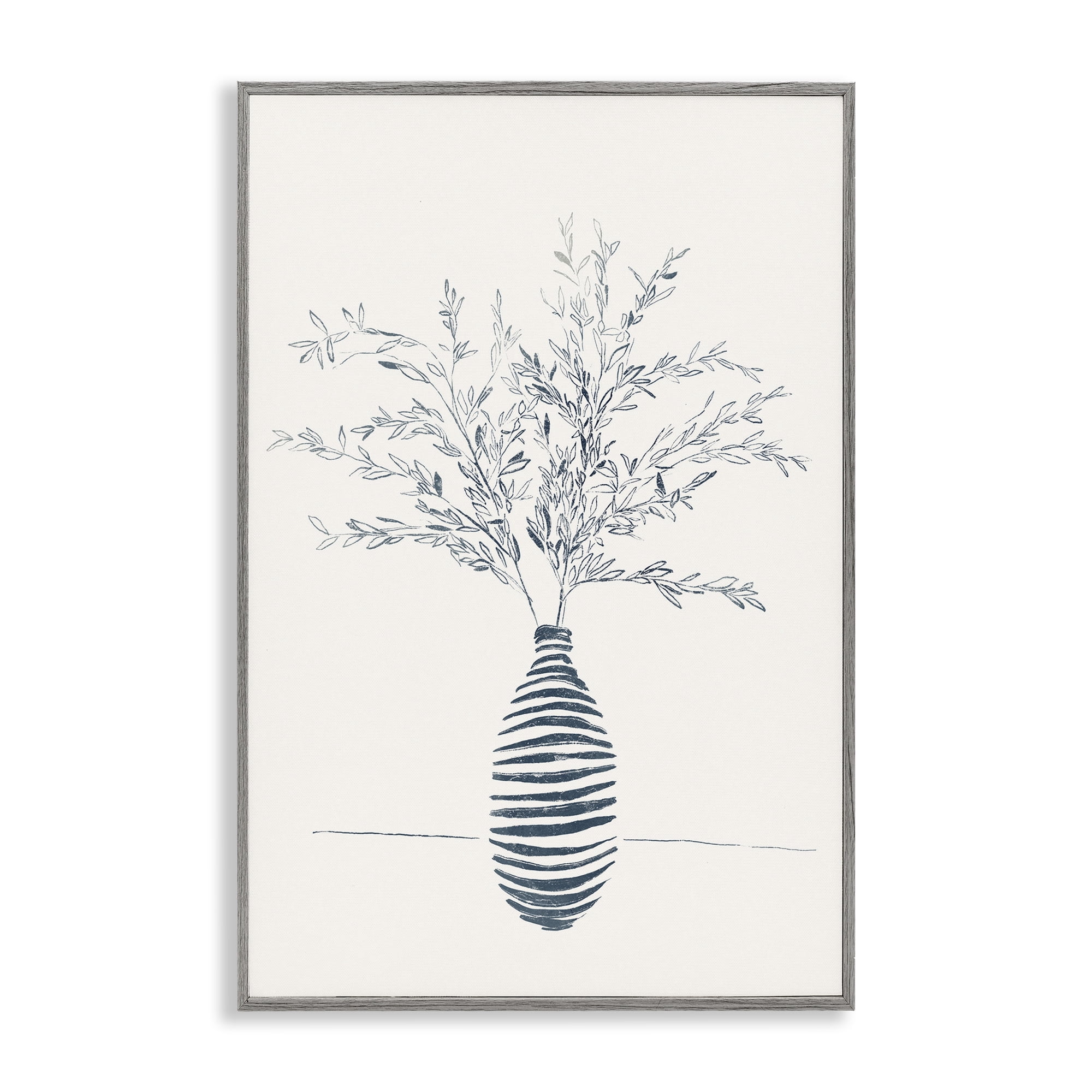 Stupell Industries Minimal Herb Vase Botanical & Floral Painting Gray Framed Art Print Wall Art, 20 x 30