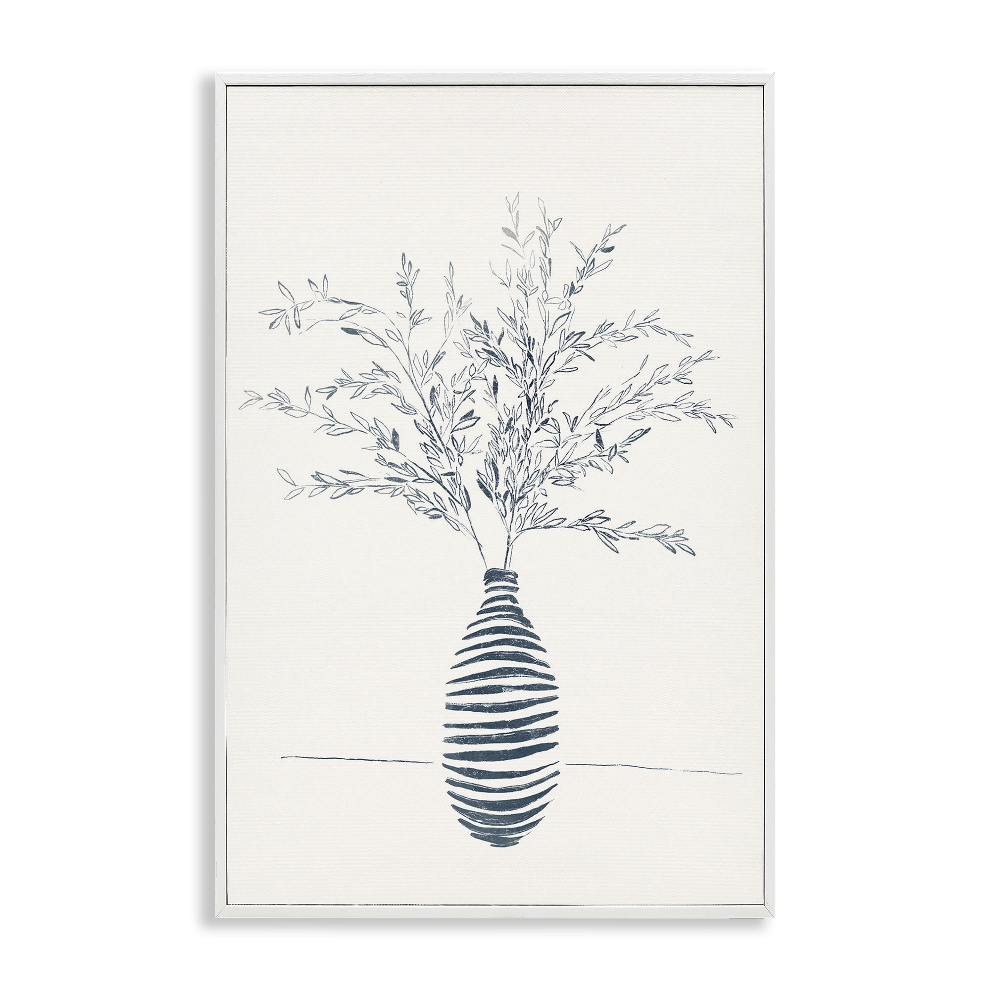 Stupell Industries Minimal Herb Vase Botanical & Floral Painting White Framed Art Print Wall Art, 12 x 18
